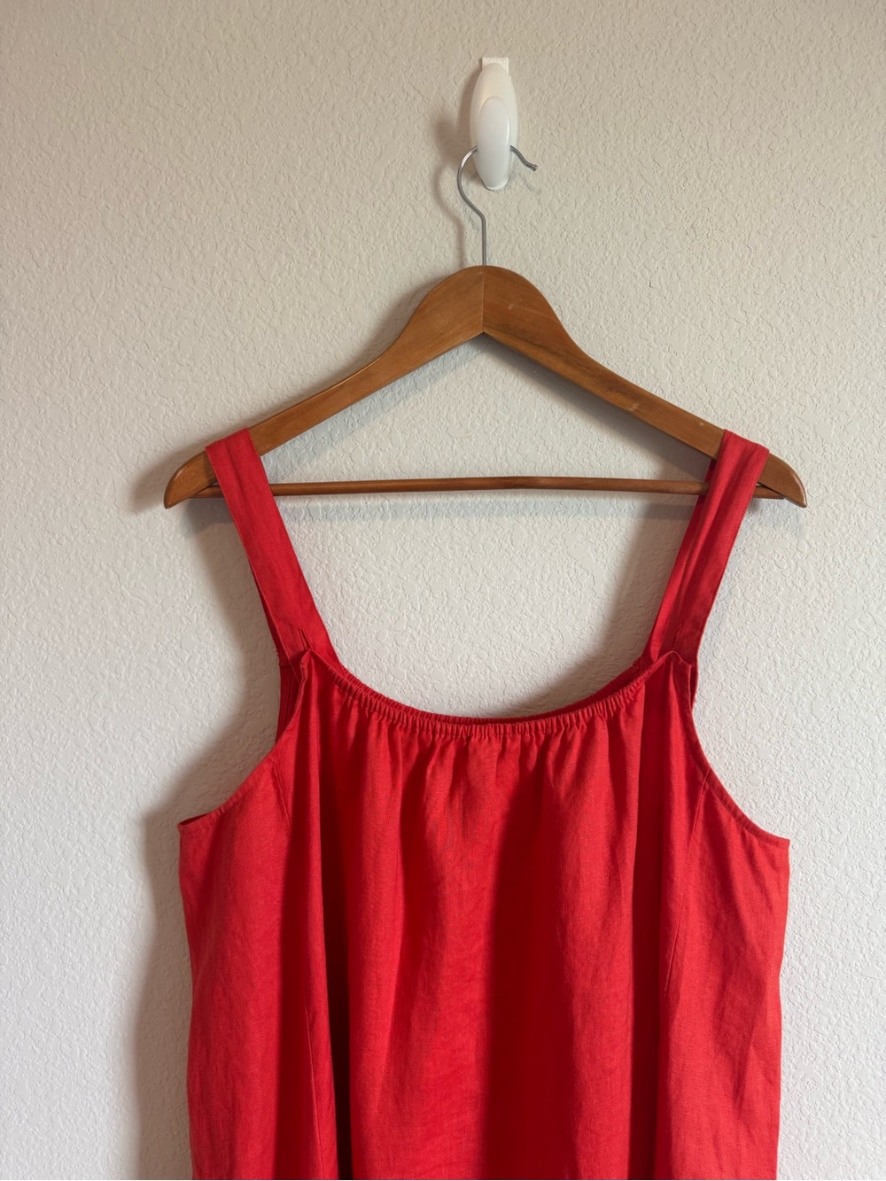 Eileen Fisher Flame Red Organic Linen Cami Lightweight Midi Dress Size Large - Picture 6 of 10